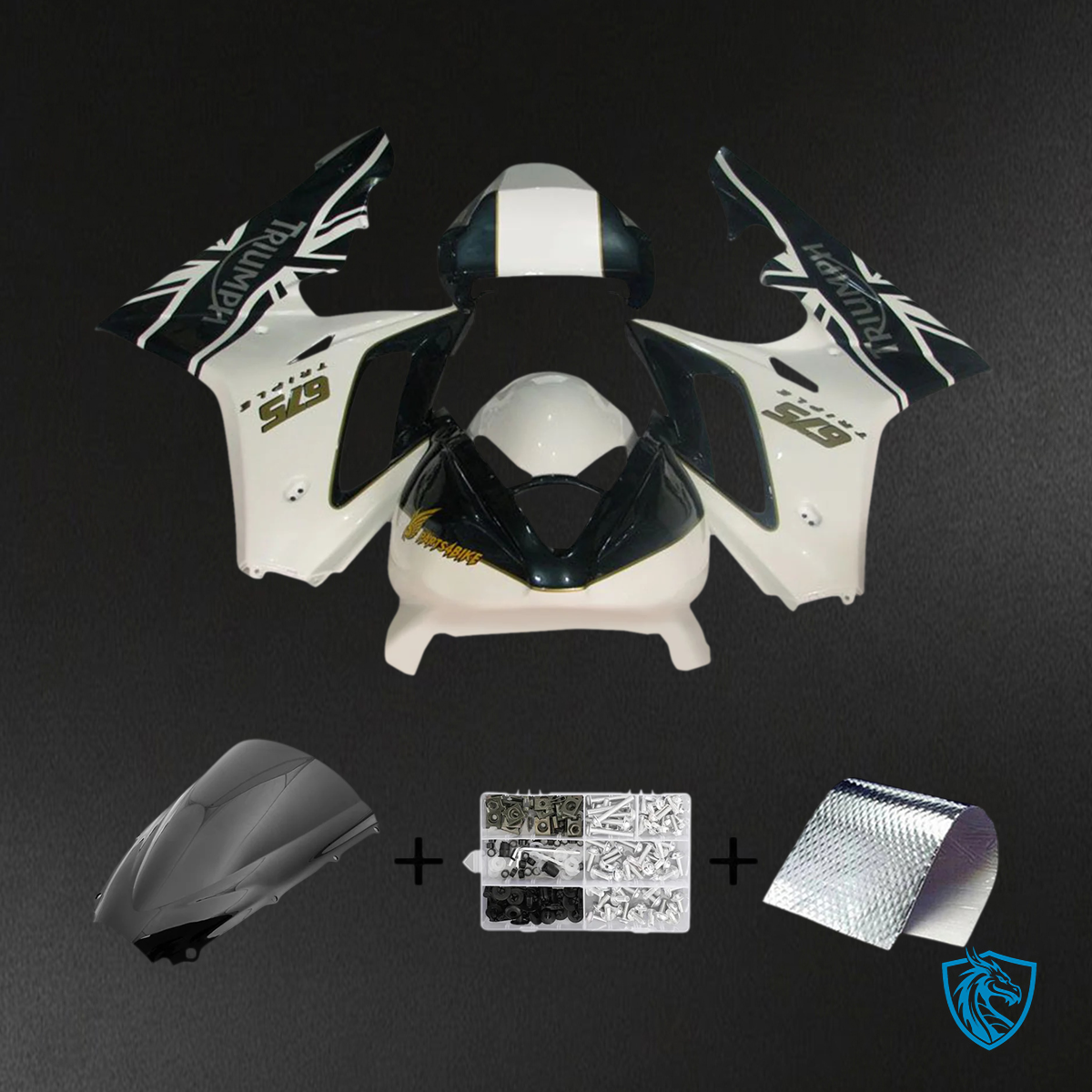 Triumph Daytona 675 (2006-2008) Black & White Style 1 - Fairing Kit