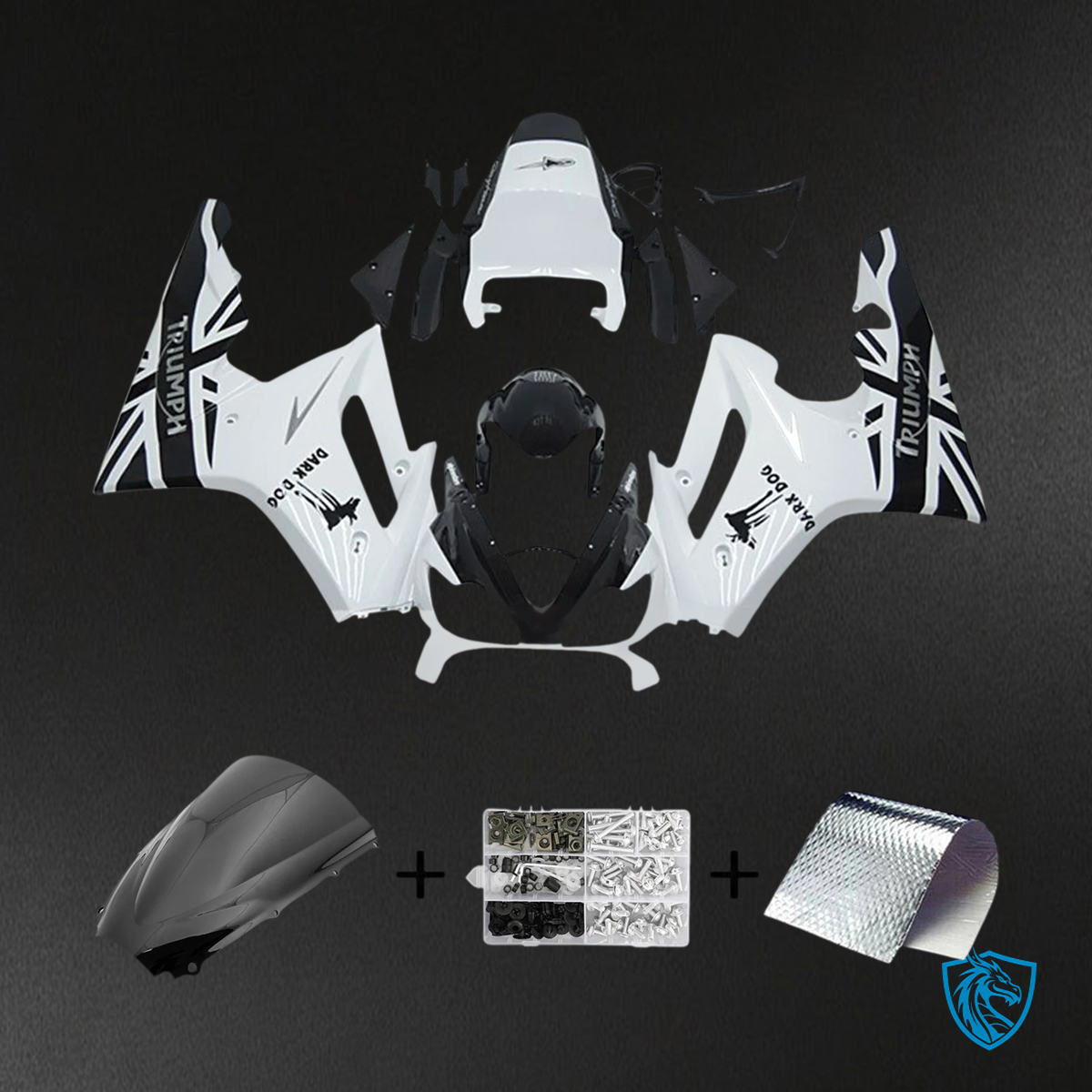 Triumph Daytona 675 (2006-2008) Black & White Style 2 - Fairing Kit