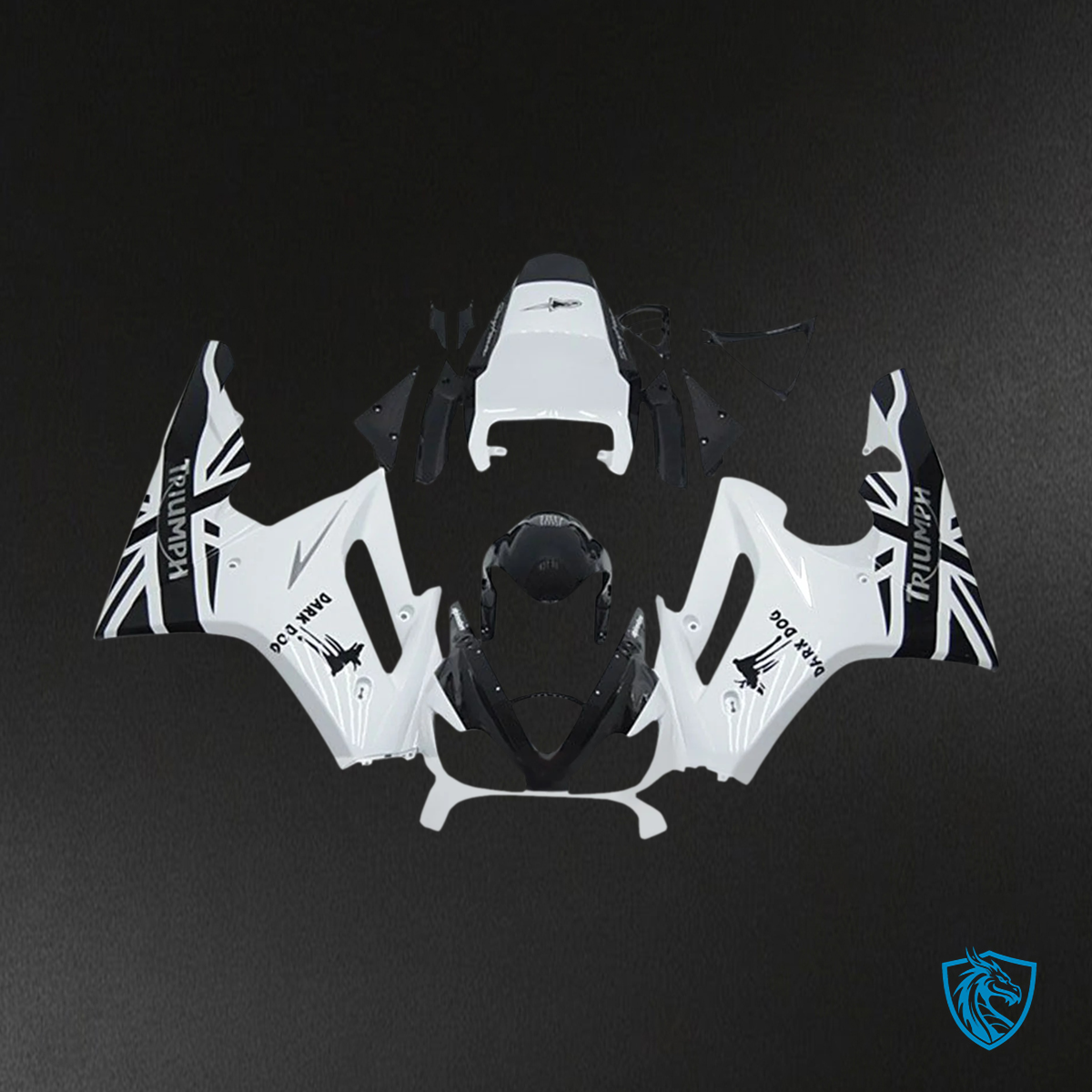 Triumph Daytona 675 (2006-2008) Black & White Style 2 - Fairing Kit