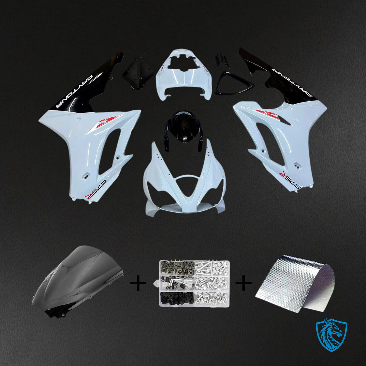 Triumph Daytona 675 (2006-2008) Black & White Style4 - Fairing Kit