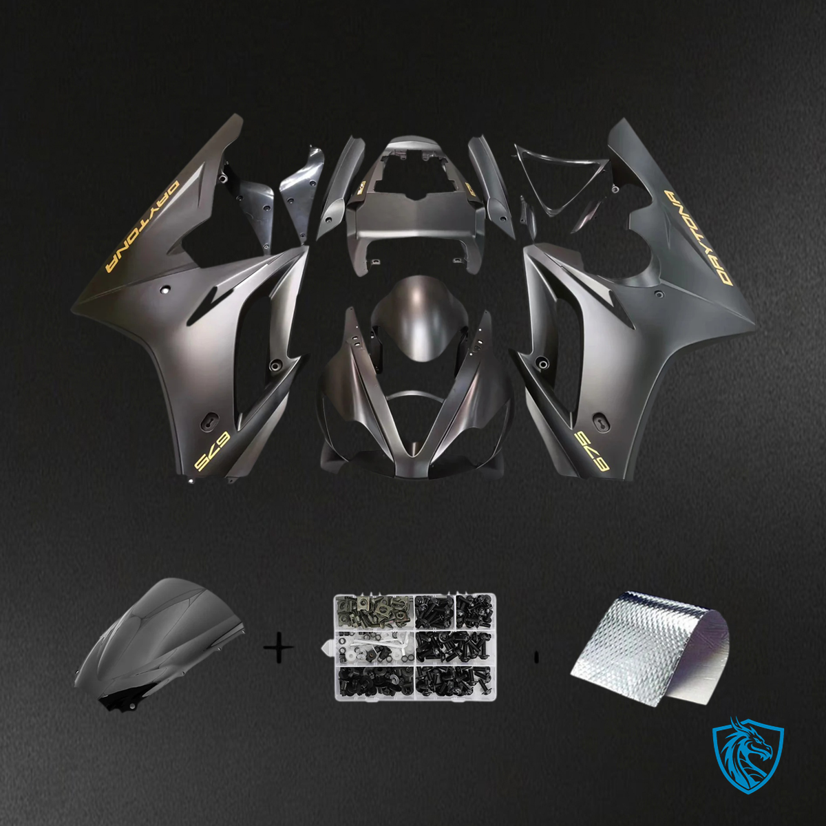 Triumph Daytona 675 (2006-2008) Black with Logo - Fairing Kit