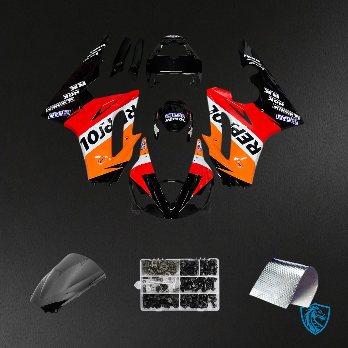 Triumph Daytona 675 (2006-2008) Black Red & Orange - Fairing Kit