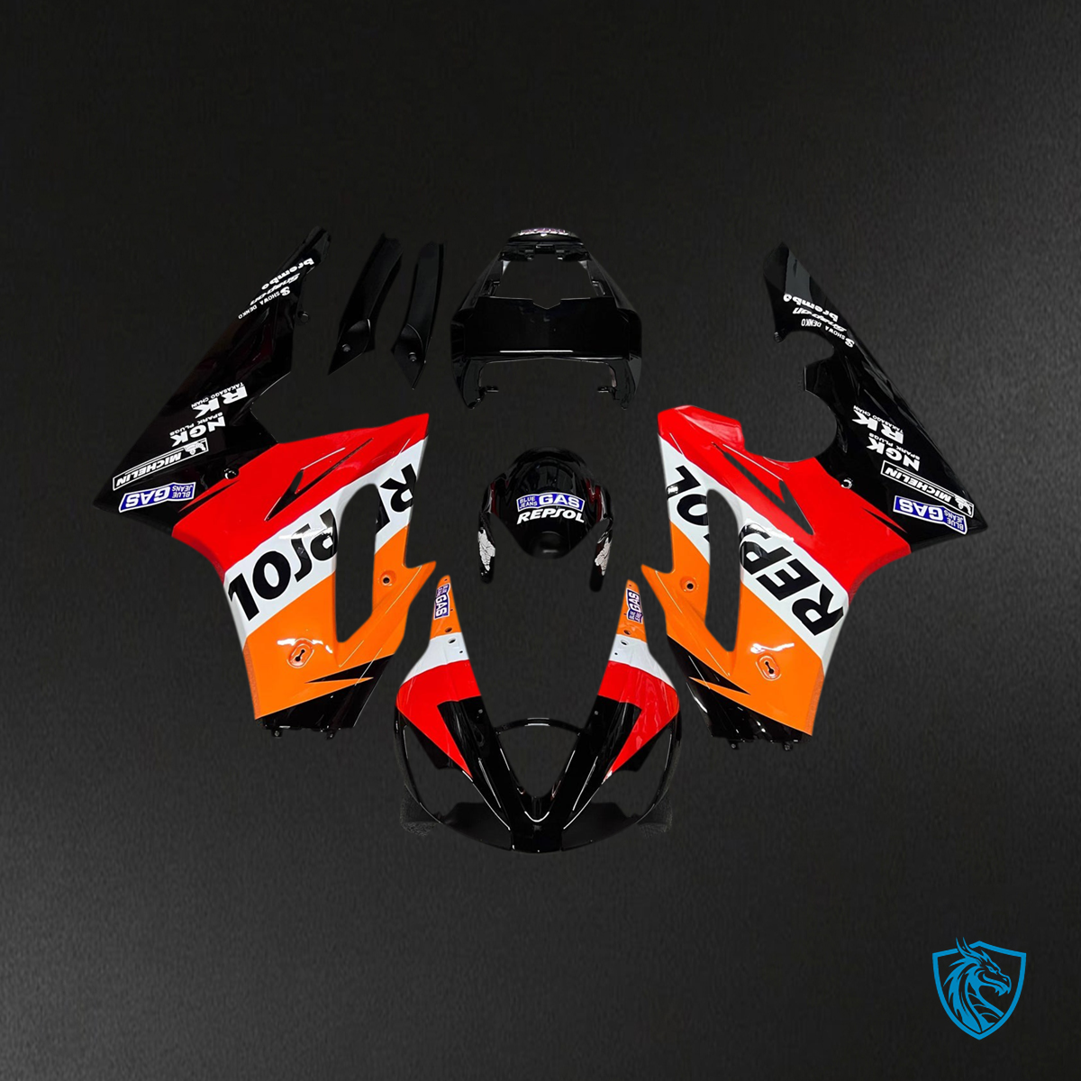 Triumph Daytona 675 (2006-2008) Black Red & Orange - Fairing Kit