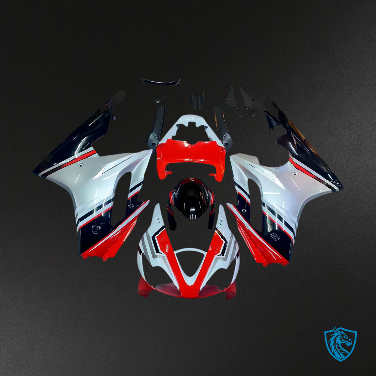 Triumph Daytona 675 (2006-2008) Black White & Red - Fairing Kit