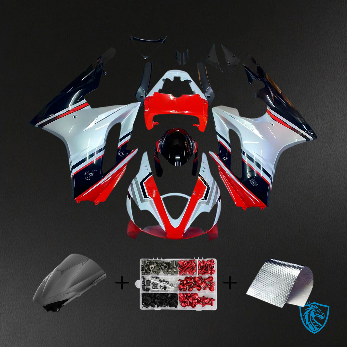 Triumph Daytona 675 (2006-2008) Black White & Red - Fairing Kit