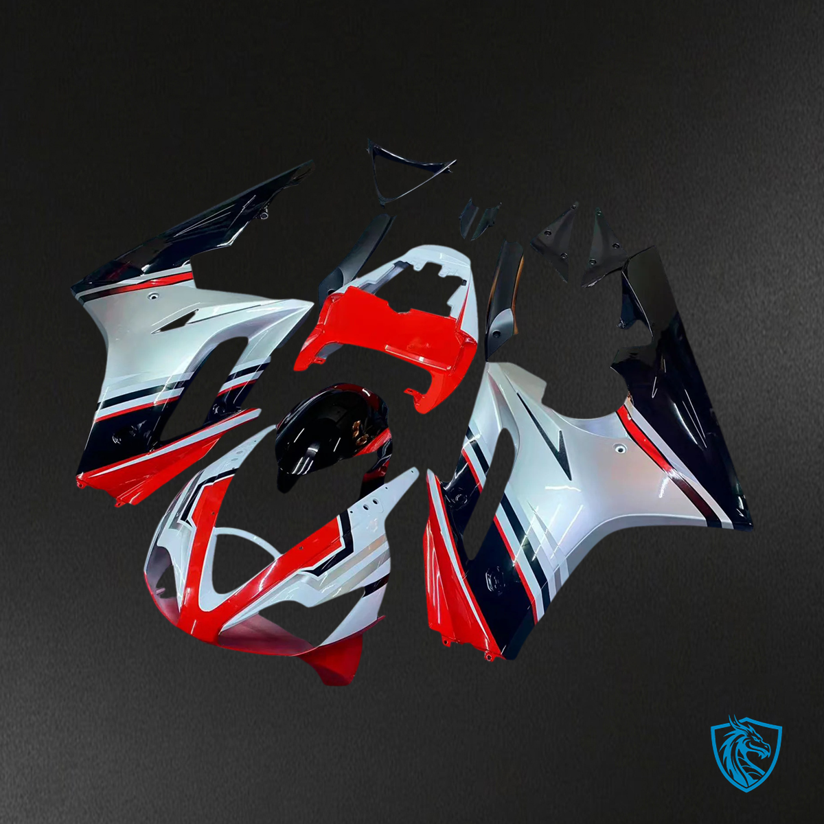 Triumph Daytona 675 (2006-2008) Black White & Red - Fairing Kit