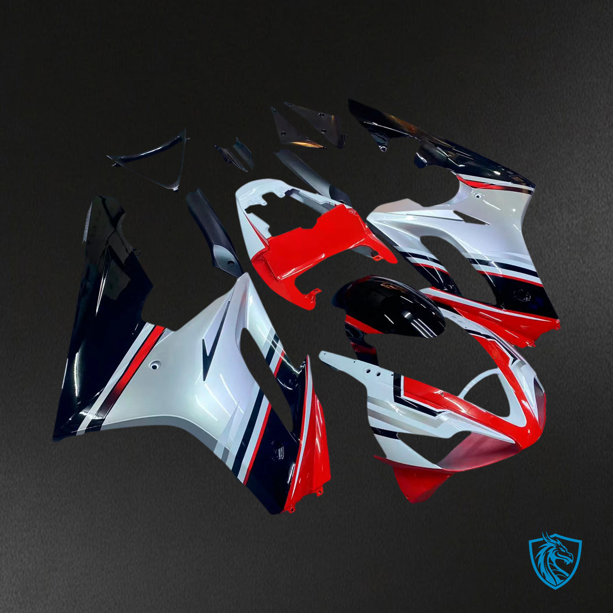 Triumph Daytona 675 (2006-2008) Black White & Red - Fairing Kit