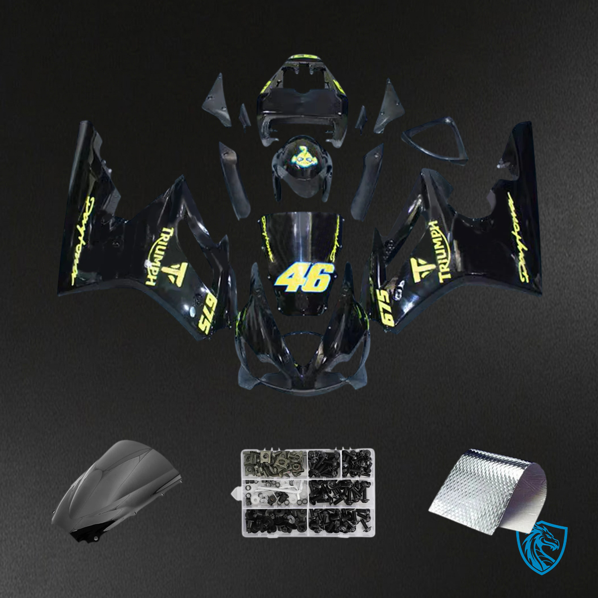 Triumph Daytona 675 (2006-2008) Black & Yellow - Fairing Kit