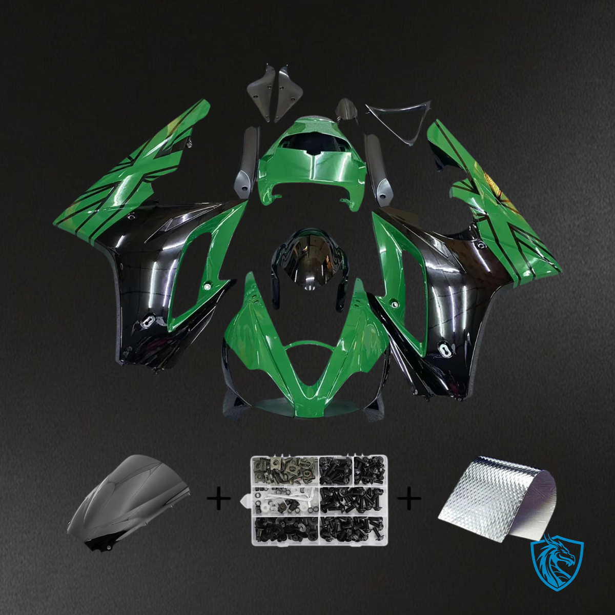 Triumph Daytona 675 (2006-2008) Dark Green Black - Fairing Kit