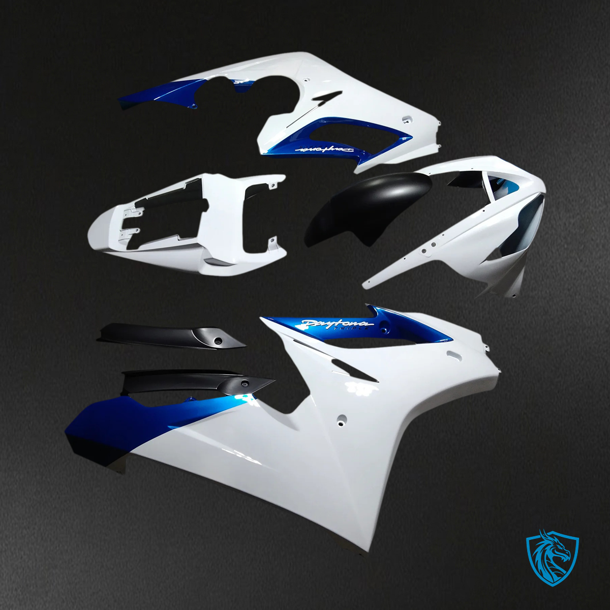 Triumph Daytona 675 (2006-2008) White & Blue - Fairing Kit
