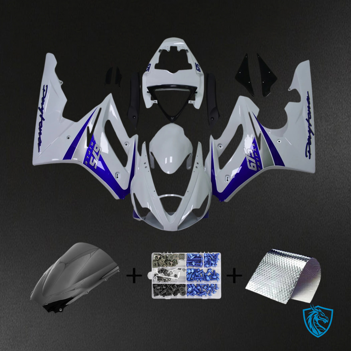 Triumph Daytona 675 (2006-2008) White & Blue Style5 - Fairing Kit