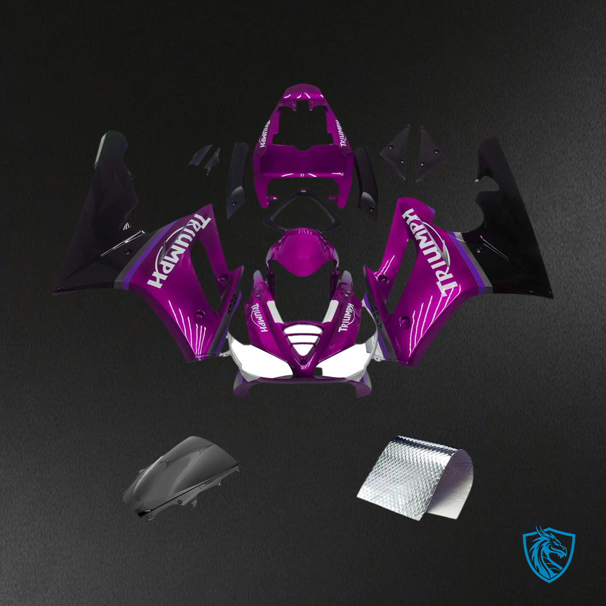 Triumph Daytona 675 (2009-2012) Black Purple Style 1 - Fairing Kit