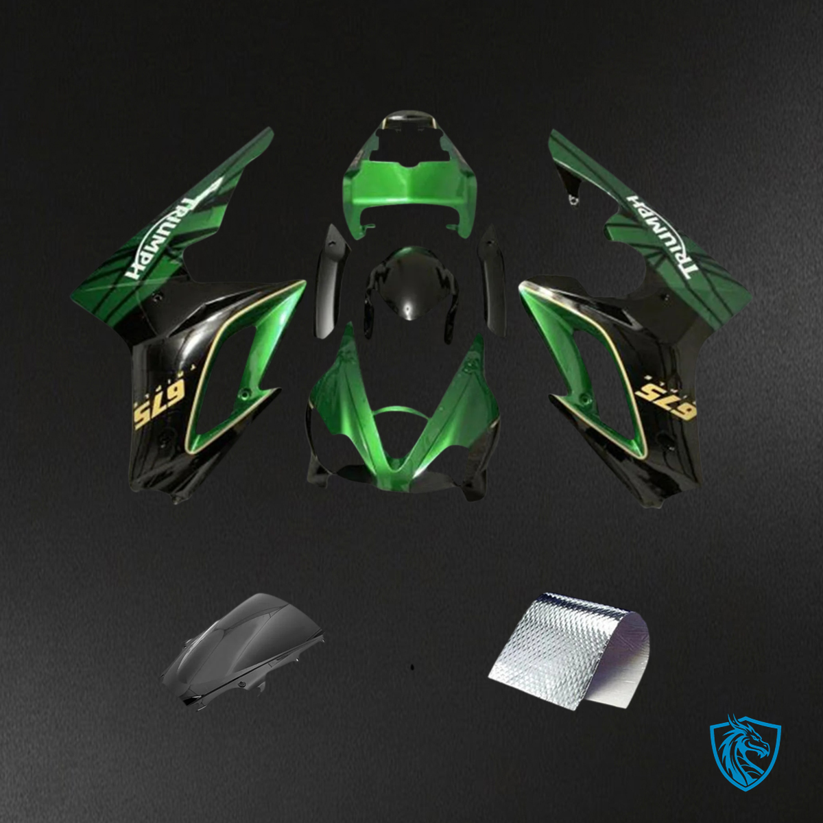 Triumph Daytona 675 (2009-2012) Black & Green - Fairing Kit