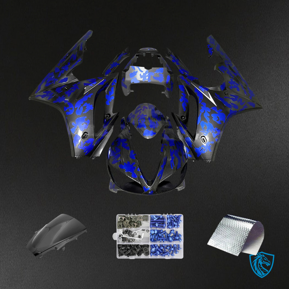 Triumph Daytona 675 (2009-2012) Carbon Fiber Patterns Blue - Fairing Kit