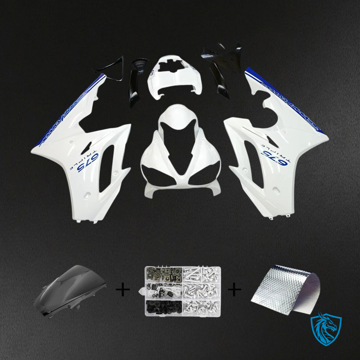 Triumph Daytona 675 (2009-2012) White & Blue - Fairing Kit