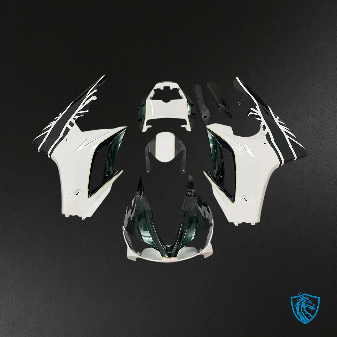 Triumph Daytona 675 (2009-2012) White & Dark Green - Fairing Kit