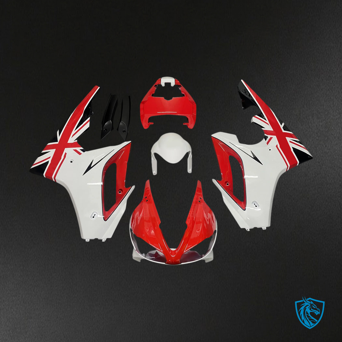 Triumph Daytona 675 (2009-2012) White & Red - Fairing Kit