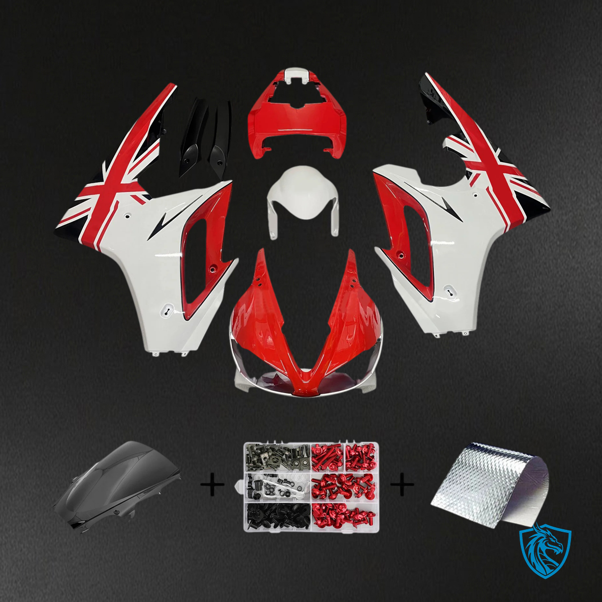 Triumph Daytona 675 (2009-2012) White & Red - Fairing Kit