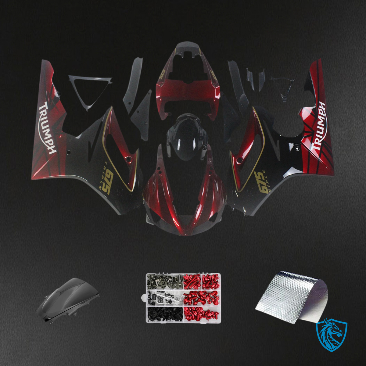 Triumph Daytona 675 (2009-2012) Red & Black - Fairing Kit