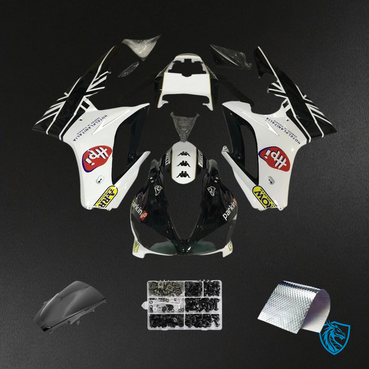 Triumph Daytona 675 (2009-2012) White & Black Style 1 - Fairing Kit