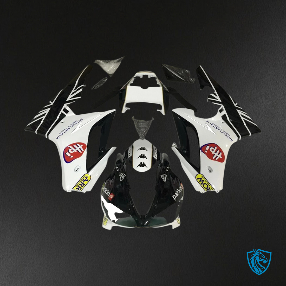 Triumph Daytona 675 (2009-2012) White & Black Style 1 - Fairing Kit