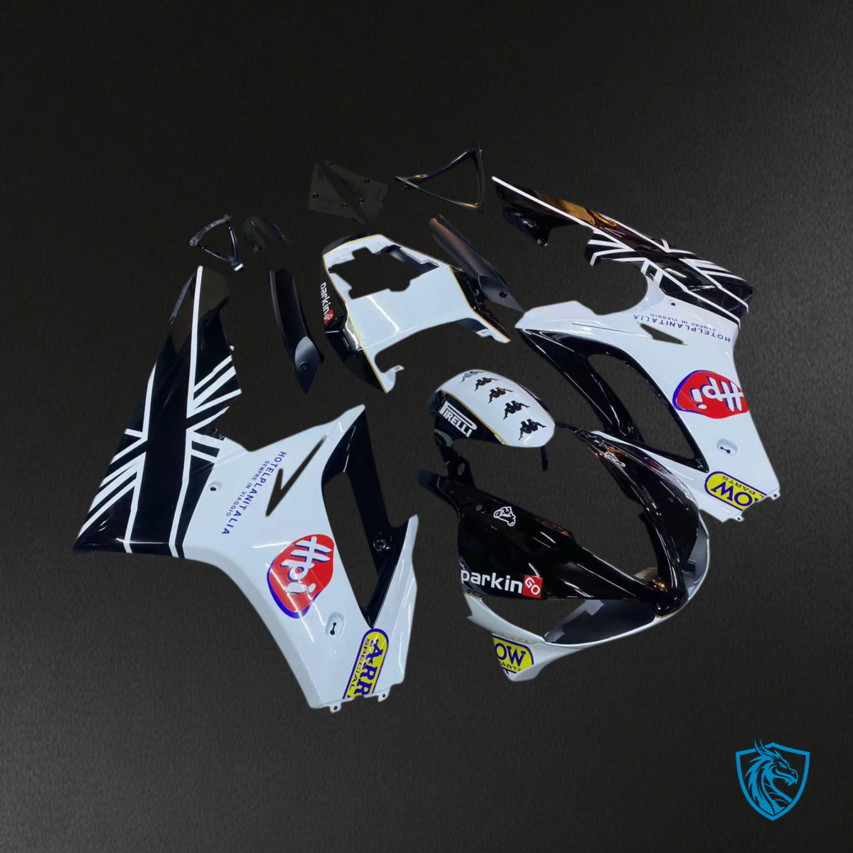 Triumph Daytona 675 (2009-2012) White & Black Style 1 - Fairing Kit
