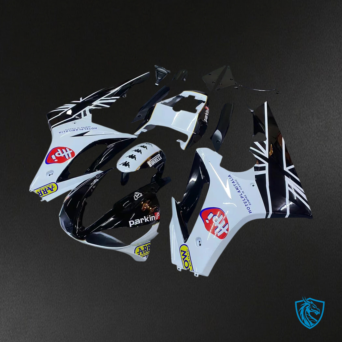 Triumph Daytona 675 (2009-2012) White & Black Style 1 - Fairing Kit