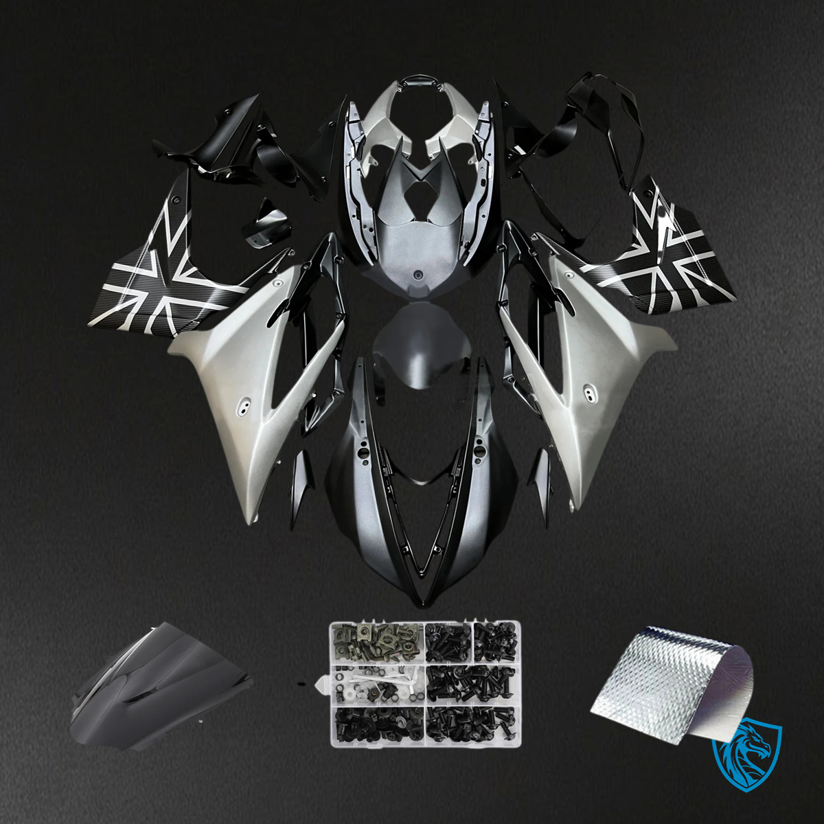 Triumph Daytona 675 (2013-2017) Silver & Black - Fairing Kit