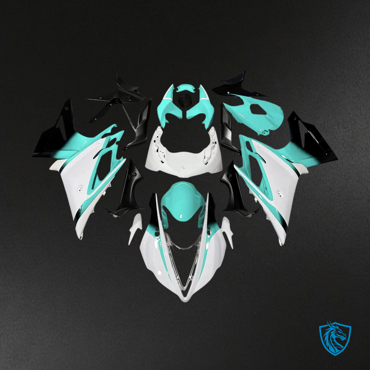 Triumph Daytona 675 (2013-2017) Turquoise & White - Fairing Kit
