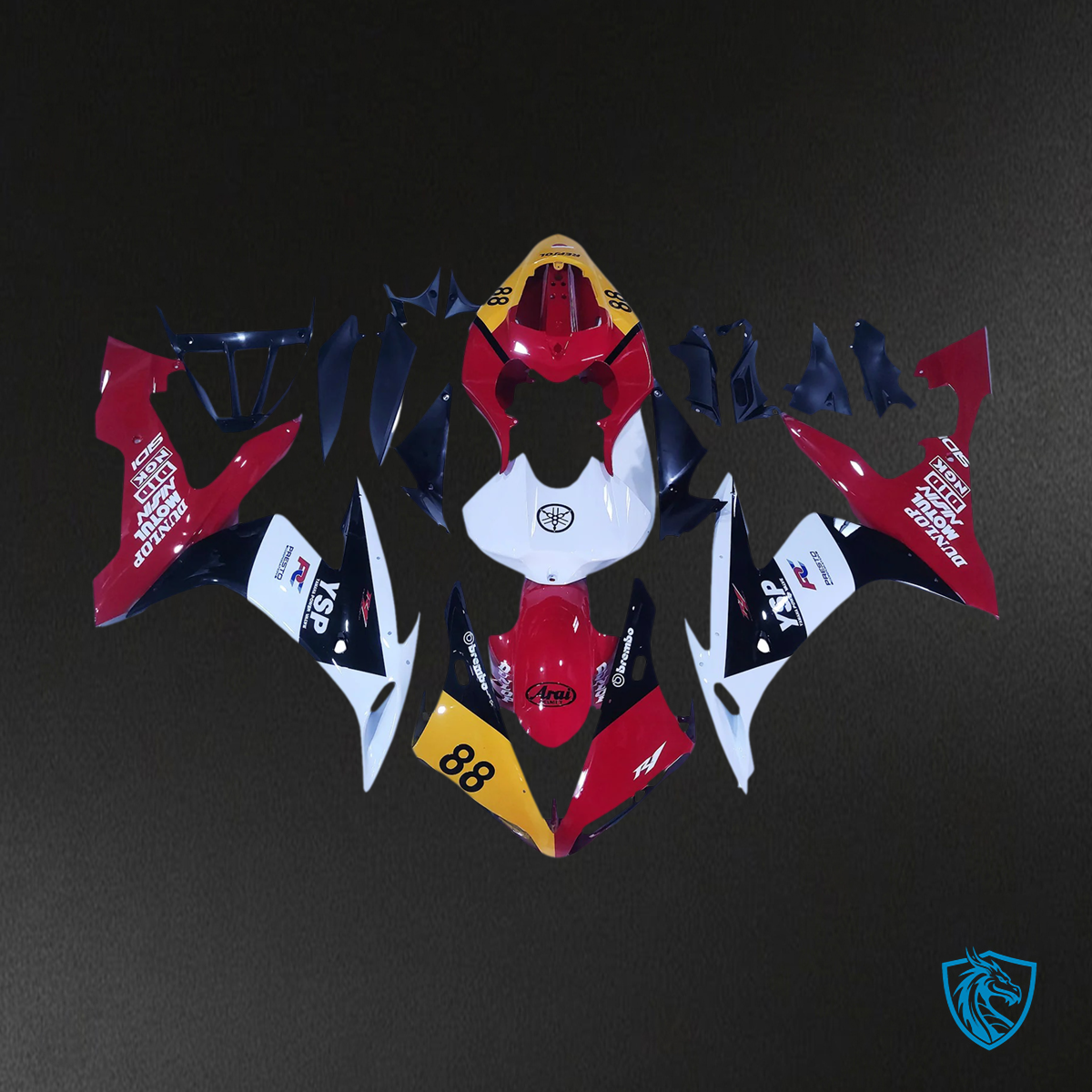 Yamaha YZF 1000 R1 (2004-2006) Red & White -  Custom ABS Fairing Set