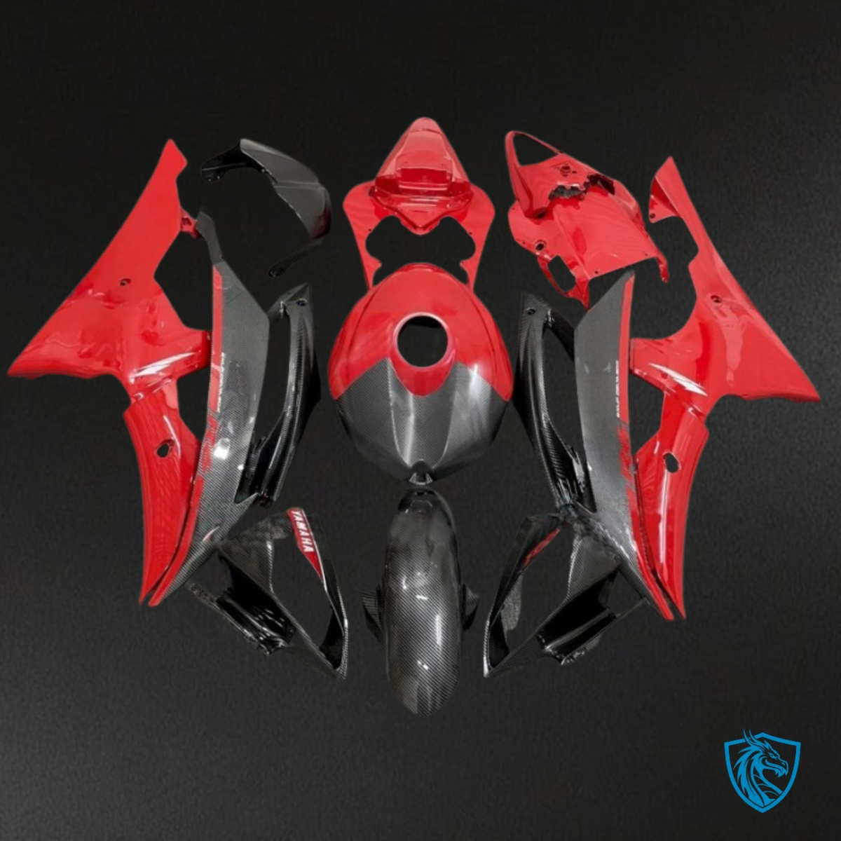 Yamaha YZF R6 (2008-2016) Black & Red Plastic Kit Fairing Kit | ABS Bodywork