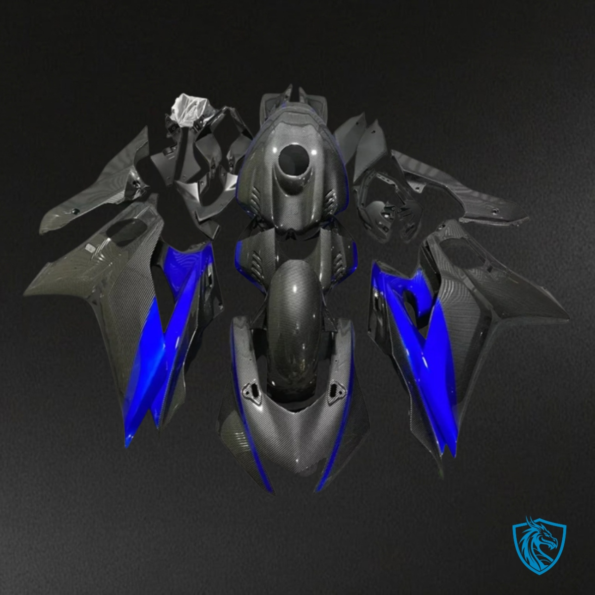 Yamaha YZF R6 (2017-2019) Black & Blue Carbon Fabric Fairings Kit | ABS Bodywork