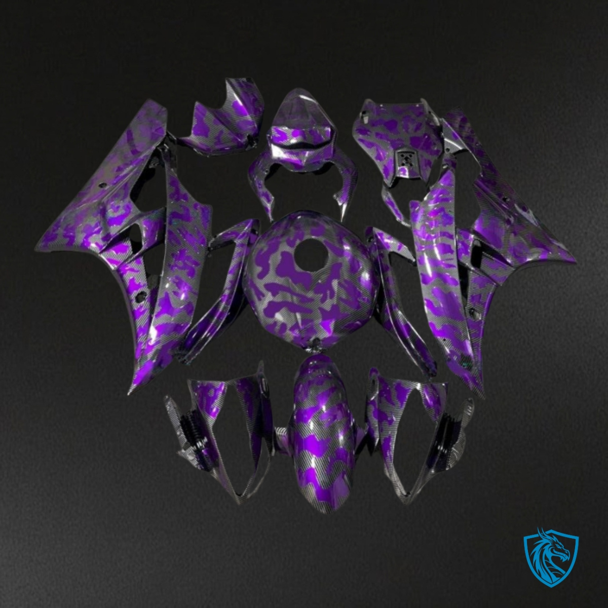 Yamaha YZF R6 (2006-2007) Black & Purple Carbon Fabric - Custom ABS Fairing Kit
