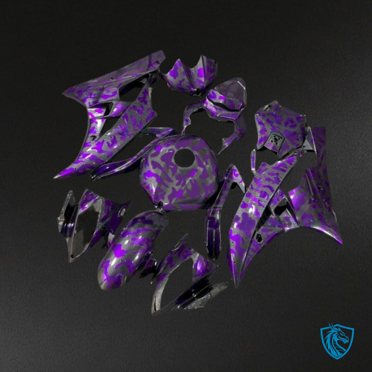 Yamaha YZF R6 (2006-2007) Black & Purple Carbon Fabric - Custom ABS Fairing Kit