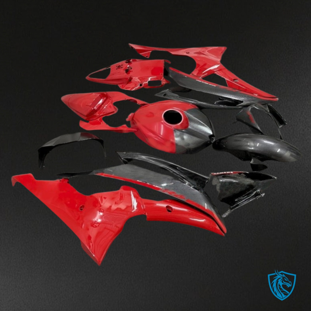 Yamaha YZF R6 (2008-2016) Black & Red Plastic Kit Fairing Kit | ABS Bodywork