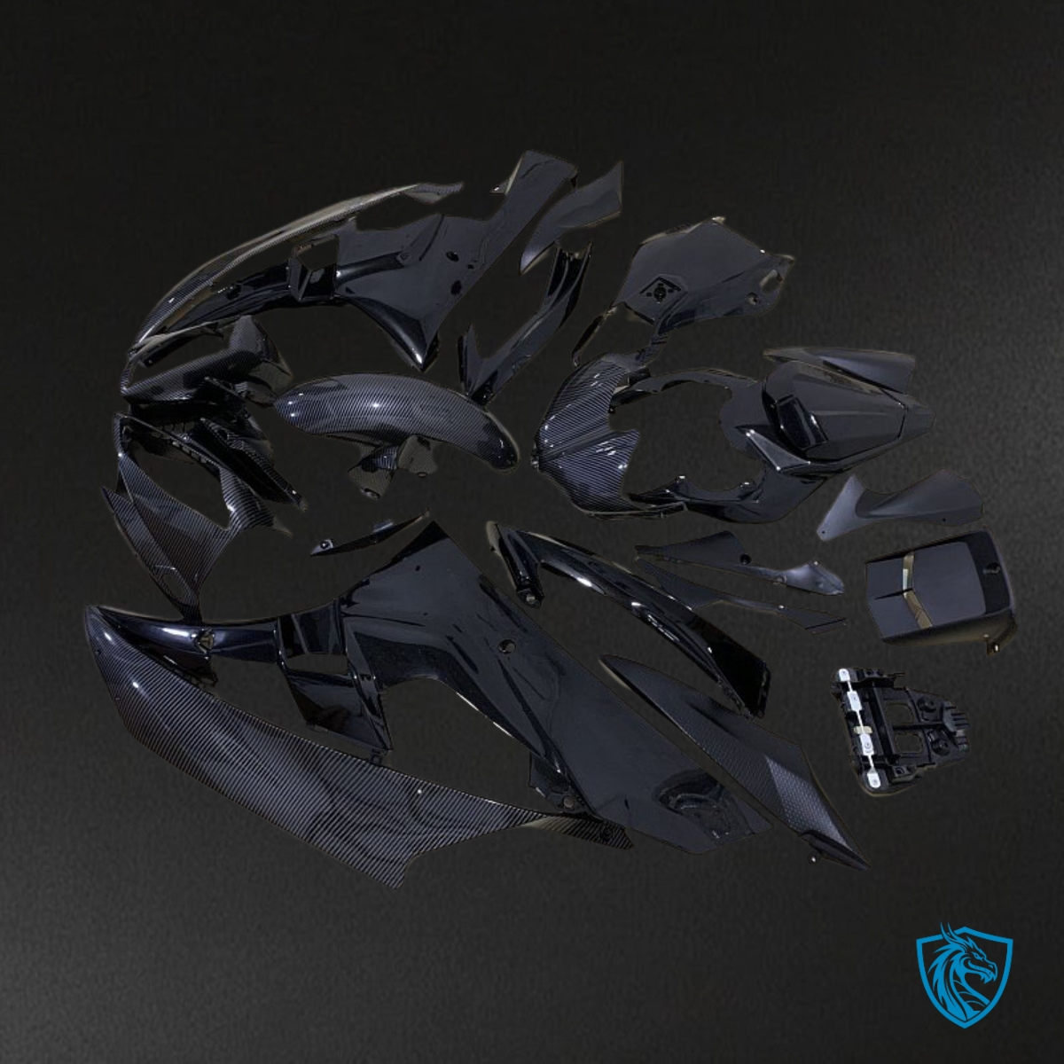 Yamaha YZF R6 (2006-2007) Black & Gray Carbon Fiber Fairings Kit | ABS Bodywork