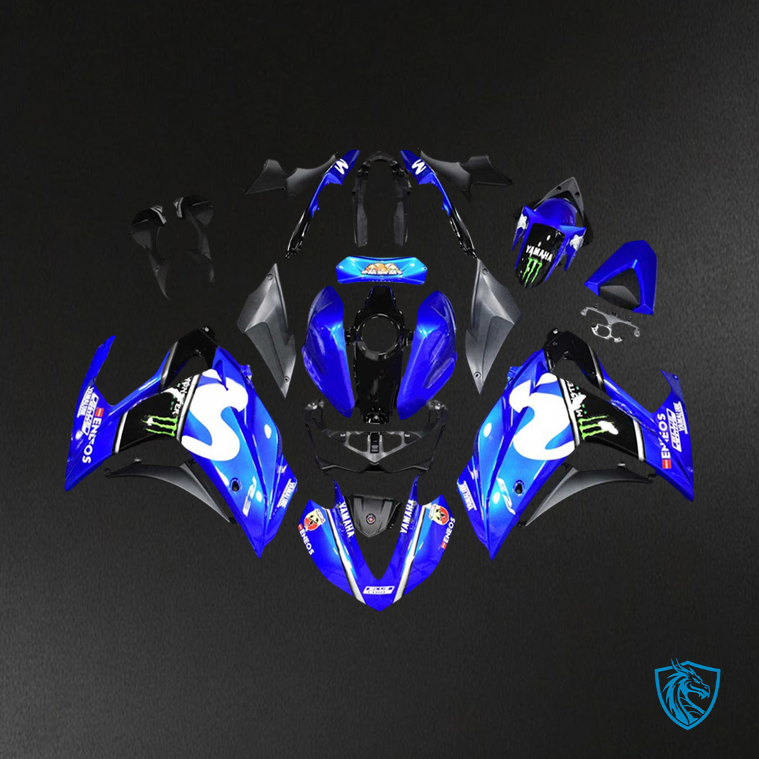 Yamaha (2014-2018) YZF R3 & (2015-2017) YZF R25 Black & Mix Blue Fairing Kit - Aftermarket ABS Bodywork