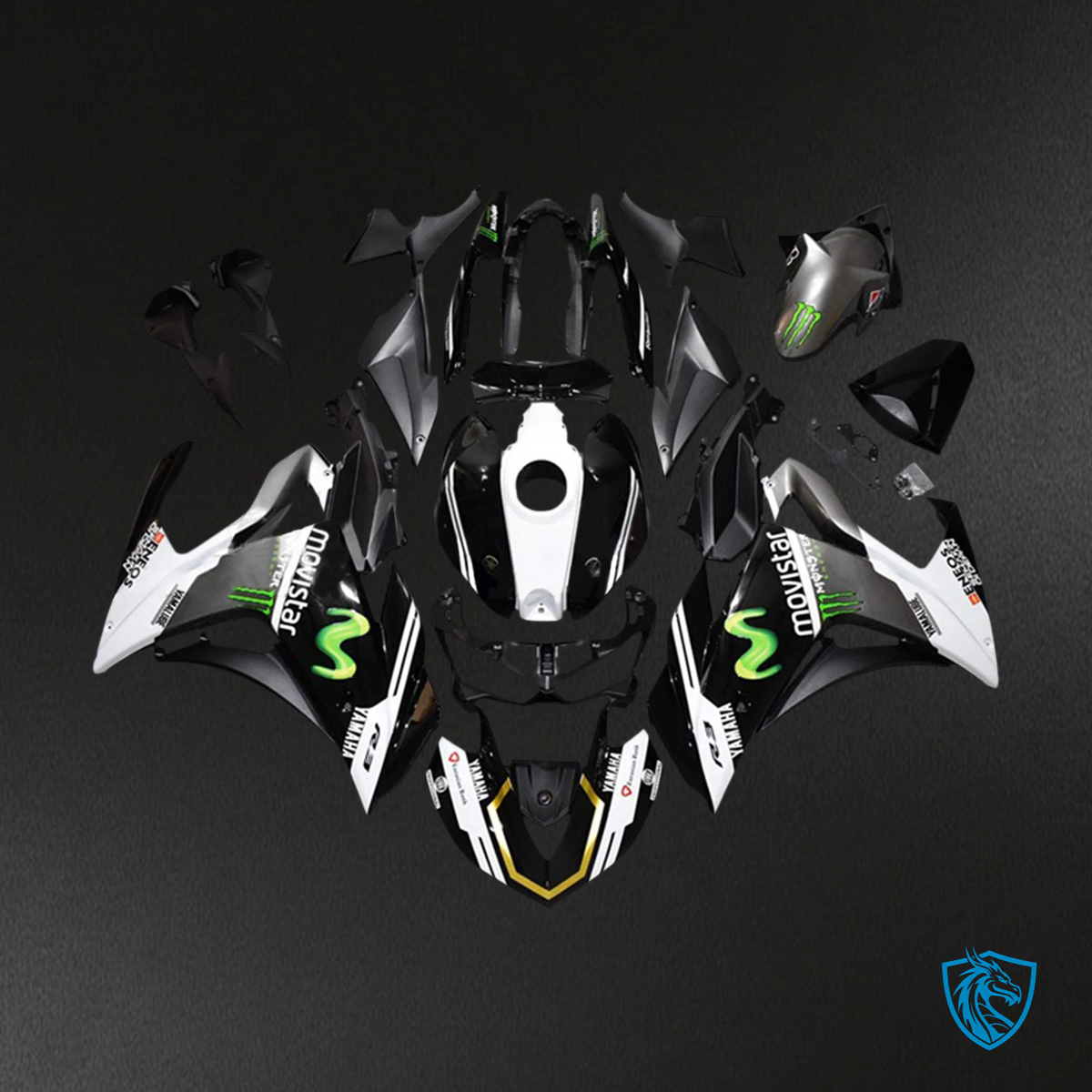 Yamaha (2014-2018) YZF R3 & (2015-2017) YZF R25 Black & White - Custom ABS Fairing Set