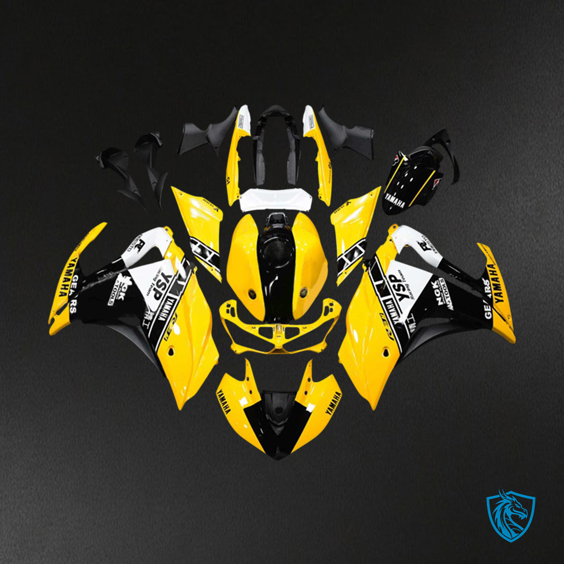 Yamaha (2014-2018) YZF R3 & (2015-2017) YZF R25 Yellow & Black - Custom ABS Fairing Set