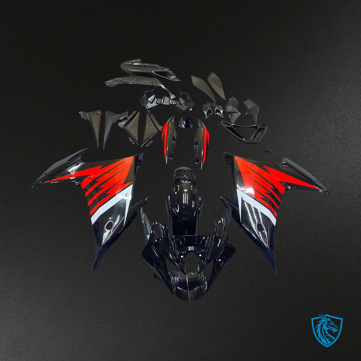 Yamaha FZ6R (2009-2015) Black & Red - Custom ABS Fairing Kit