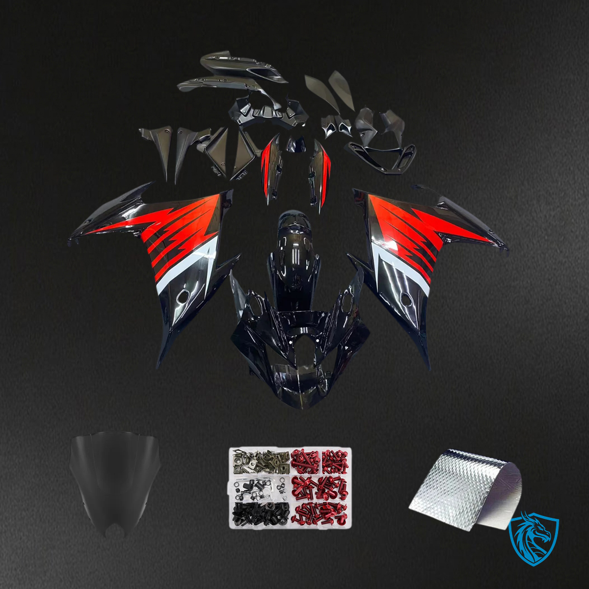 Yamaha FZ6R (2009-2015) Black & Red - Custom ABS Fairing Kit