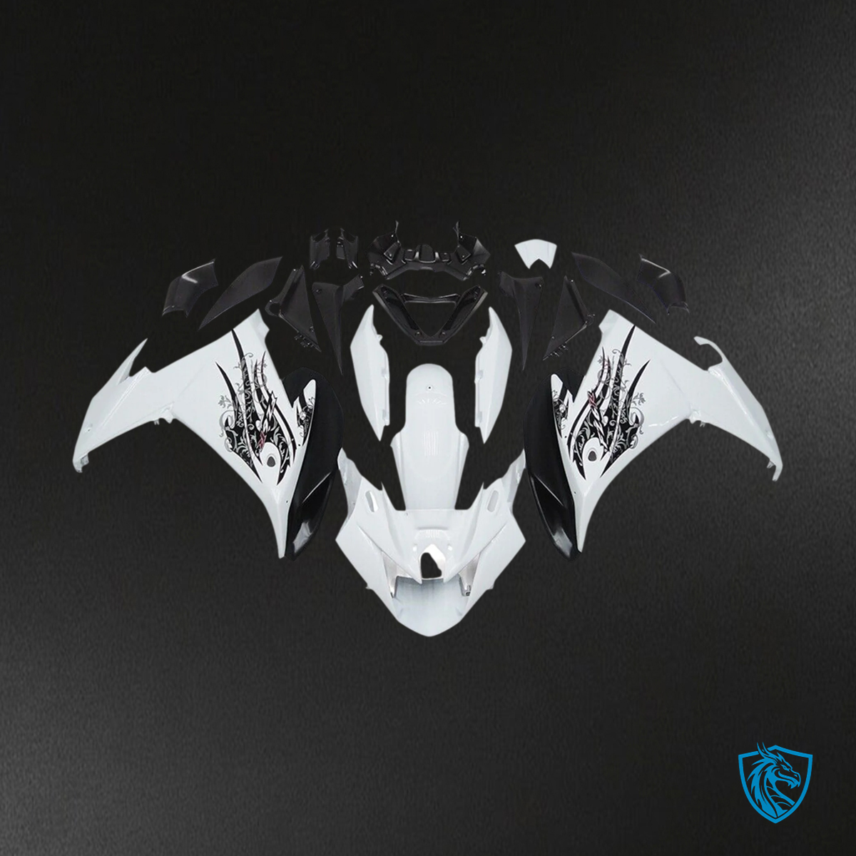 Yamaha FZ6R (2009-2015) Black & White - MERGEment Motorcycle Fairings Kit