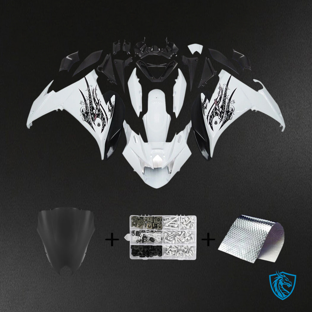 Yamaha FZ6R (2009-2015) Black & White - MERGEment Motorcycle Fairings Kit