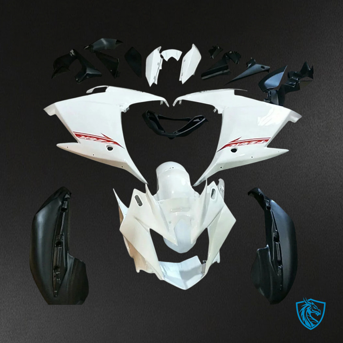 Yamaha FZ6R (2009-2015) White & Black Fairing Kit - Custom ABS Fairing Kit