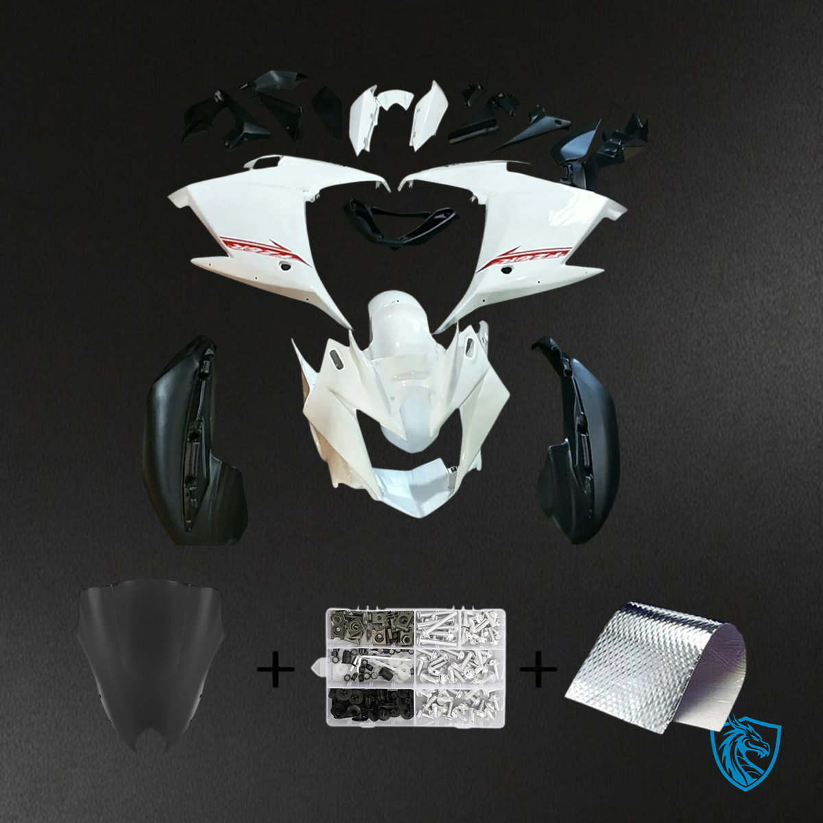 Yamaha FZ6R (2009-2015) White & Black Fairing Kit - Custom ABS Fairing Kit