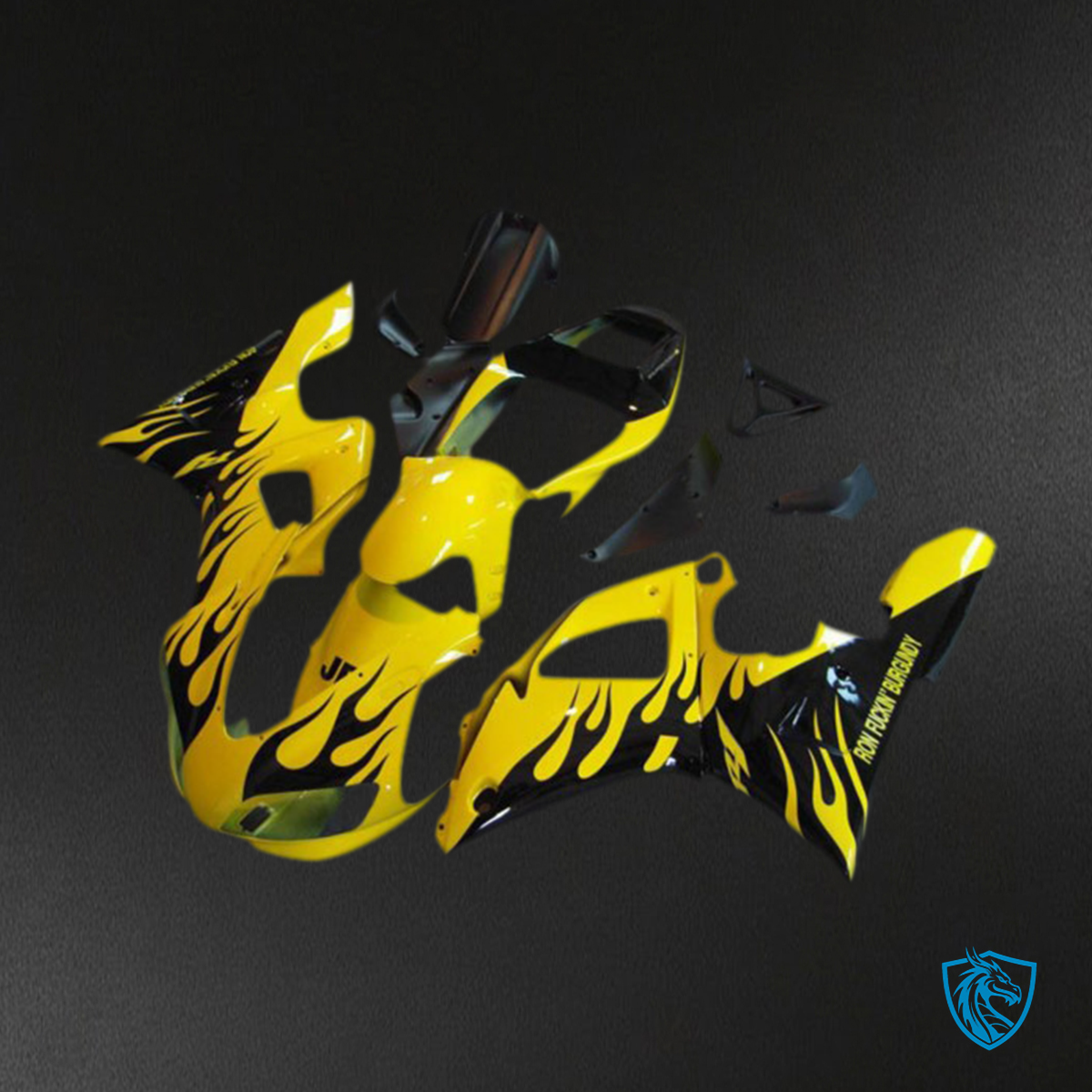 Yamaha R1 (1998-1999) Yellow & Black Flame Motorcycle Fairing Kit | ABS Bodywork