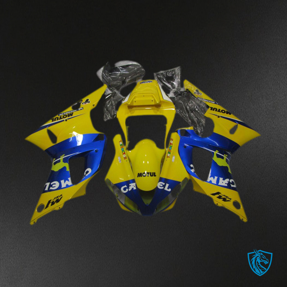 Yamaha R1 (2000-2001) Yellow & Blue Camel Motorcycle - Custom ABS Fairing Kit
