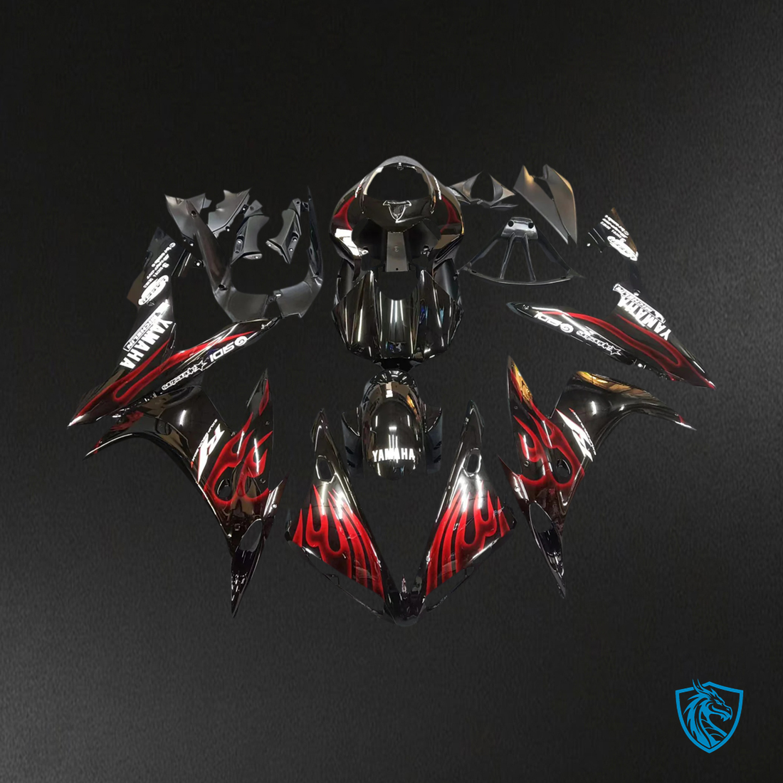 Yamaha R1 (2004-2006) Black with Red flame - Fairing Kit
