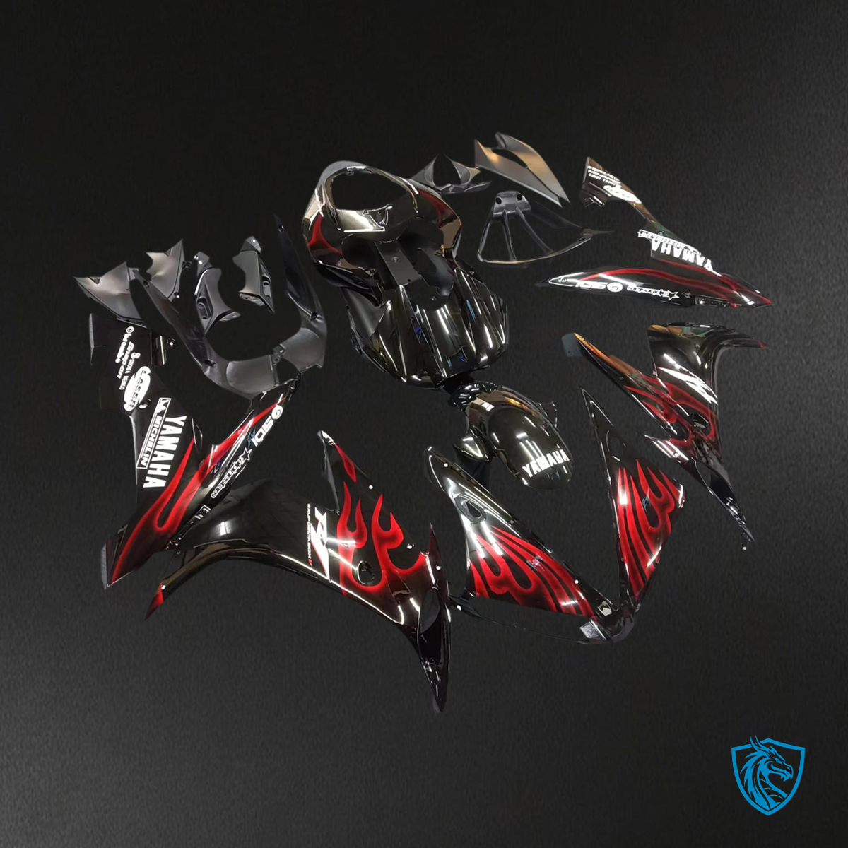 Yamaha R1 (2004-2006) Black with Red flame - Fairing Kit