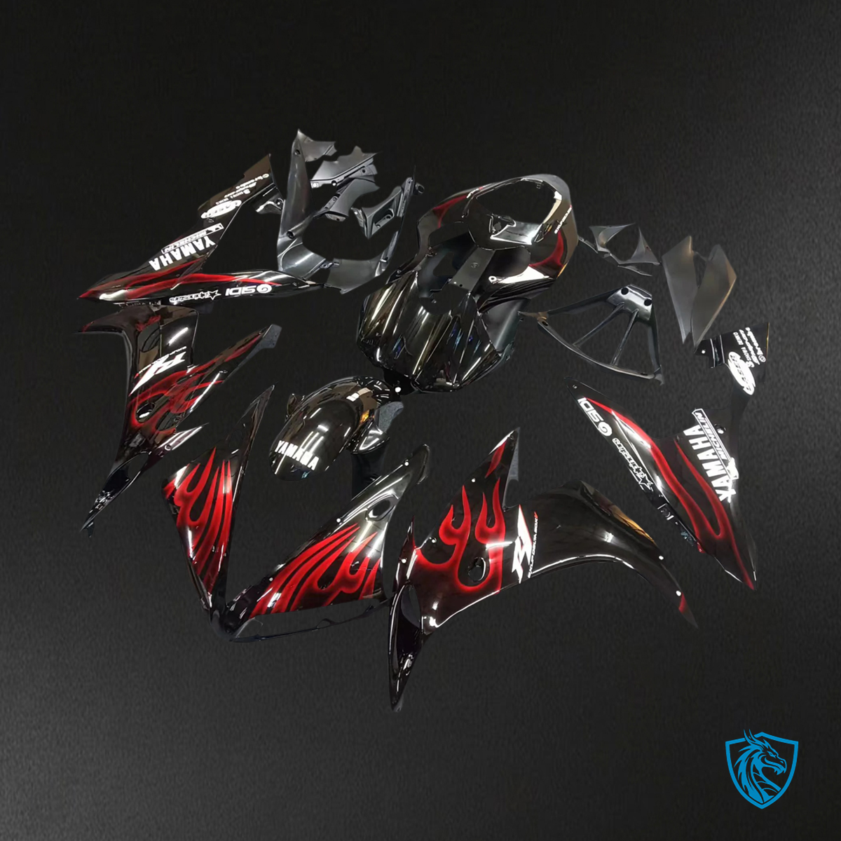 Yamaha R1 (2004-2006) Black with Red flame - Fairing Kit